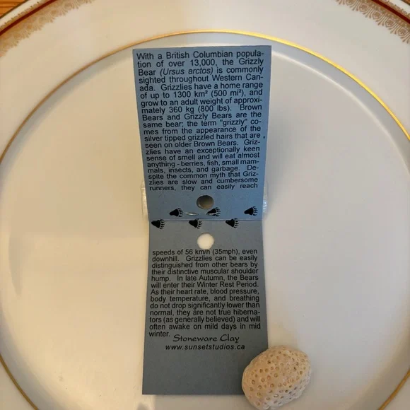 Stoneware Clay Handmade Bear Post Earrings SS - Picture 2 of 4